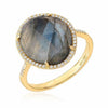 Rose Cut Labradorite & Diamond Ring